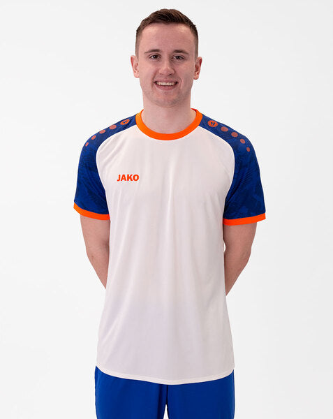 JAKO Shirt Iconic KM - wit/sportroyal/fluo oranje