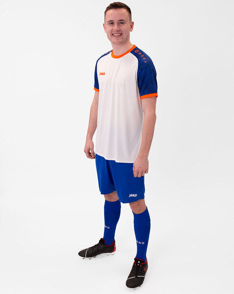 JAKO Shirt Iconic KM - wit/sportroyal/fluo oranje