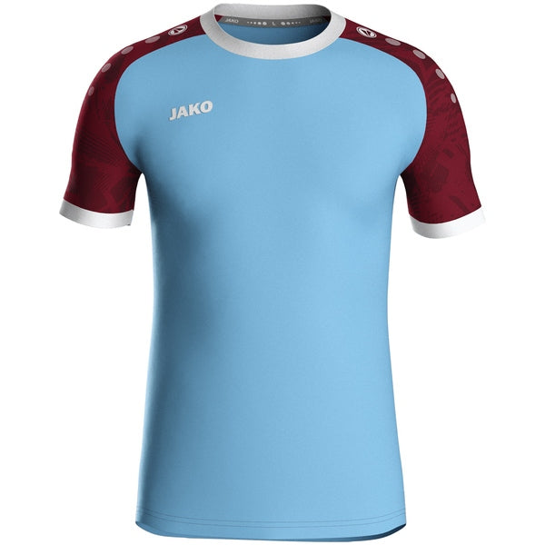 JAKO Shirt Iconic KM - zachtblauw/wijnrood