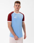 JAKO Shirt Iconic KM - zachtblauw/wijnrood