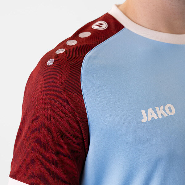 JAKO Shirt Iconic KM - zachtblauw/wijnrood