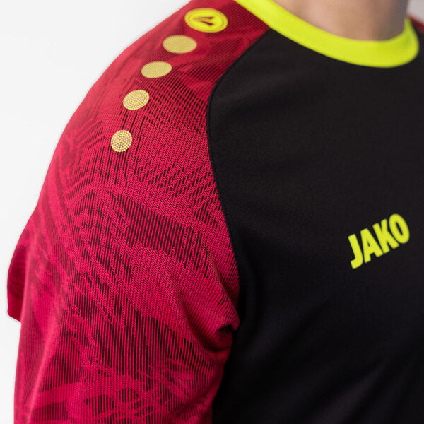 JAKO Shirt Iconic KM - zwart/pink/fluogeel