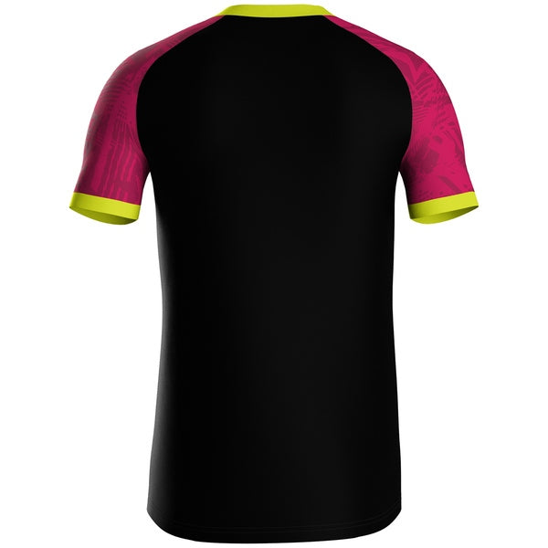 JAKO Shirt Iconic KM - zwart/pink/fluogeel
