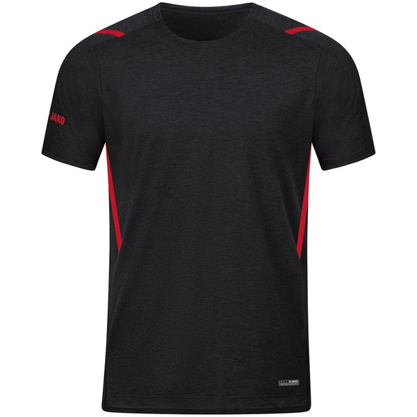 T-Shirt Challenge - schwarz meliert/rot