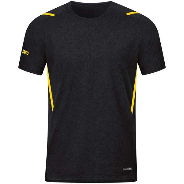 T-shirt Challenge - zwart gemeleerd/citroen