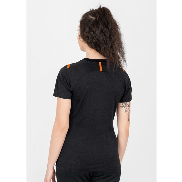 T-shirt Challenge - zwart gemeleerd/fluo oranje
