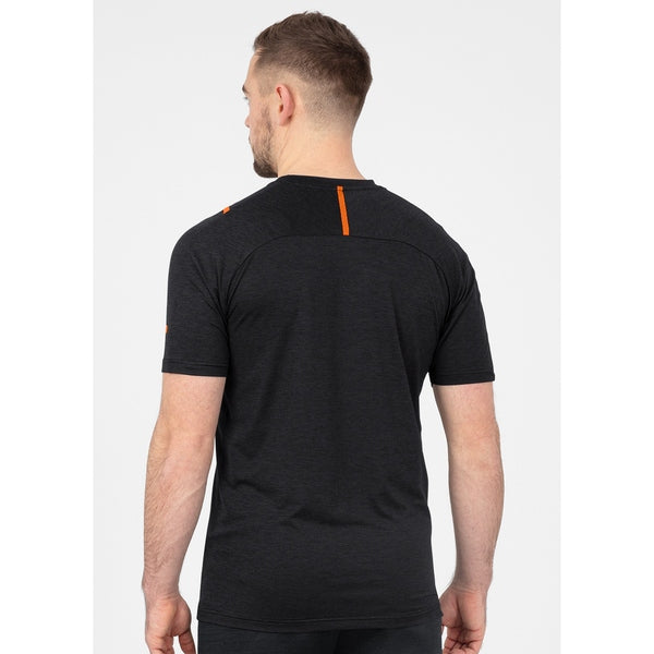 T-shirt Challenge - zwart gemeleerd/fluo oranje