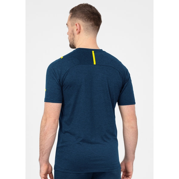 T-shirt Challenge - marine gemeleerd/fluogeel