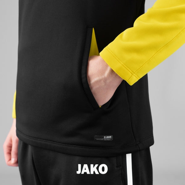 JAKO Sweater met kap Performance - zwart/zachtgeel