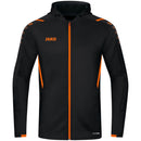 Jas met kap Challenge - zwart/fluo oranje