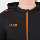 Jas met kap Challenge - zwart/fluo oranje